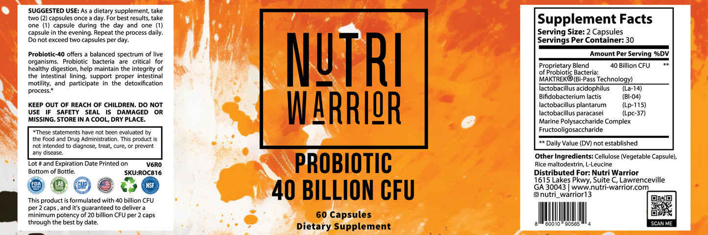 Probiotic 40 Billion CFU